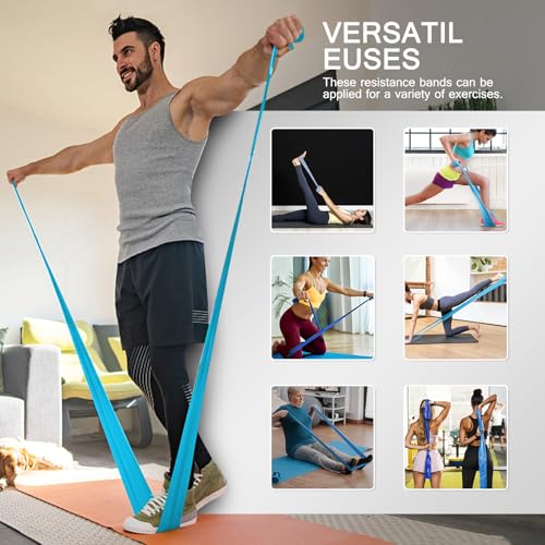 5-Piece Resistance Bands Set, 5.9 ft, Latex-Free for Exercise and Therapy - color: Gradient Blue Set, size: 6.9FT