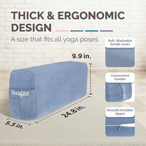 Yes4All Triple-Layer Sponge Yoga Bolster Pillow for Restorative Yoga & Meditation - Versatile Yoga Support Pillow, Balance & Poses Modification - color: H. Set of 5 Blue