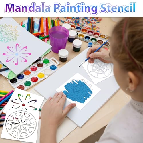 20 Pcs 4x4'' Mandala Stencils for Painting on Wood, Floor, Wall, Tile Fabric, Reusable Furniture Stencils Painting Template Mandala Template for DIY Rock Art Projects Decoration - style: 20PCS Mandala