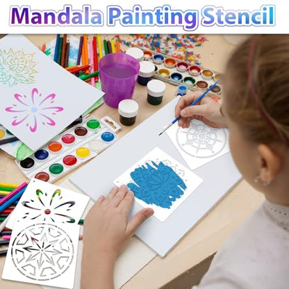 20 Pcs 4x4'' Mandala Stencils for Painting on Wood, Floor, Wall, Tile Fabric, Reusable Furniture Stencils Painting Template Mandala Template for DIY Rock Art Projects Decoration - style: 20PCS Mandala