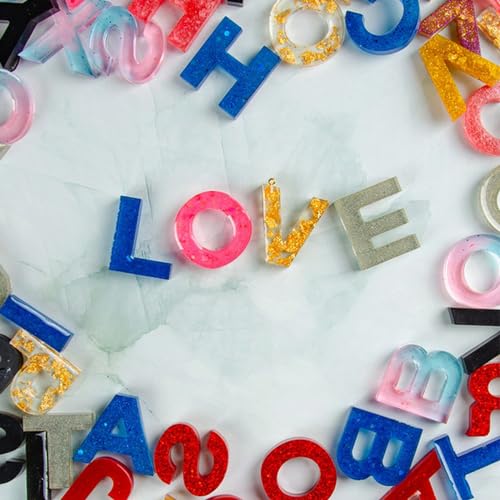 Alphabet Resin Mold with Hole, Uppercase Alphabet Mold with Number | Reversed Alphabet Silicone Mold for Keychain Making, Epoxy Resin Letter Jewelry Pendant DIY Birthday Party Gift Crafting - color: 1PCS Large Alphabet Molds with Holes