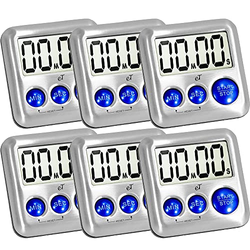 Elegant Digital Kitchen Timer Stainless Steel - Loud Alarm - Model Plumbery - color: Plumberry 6-pack
