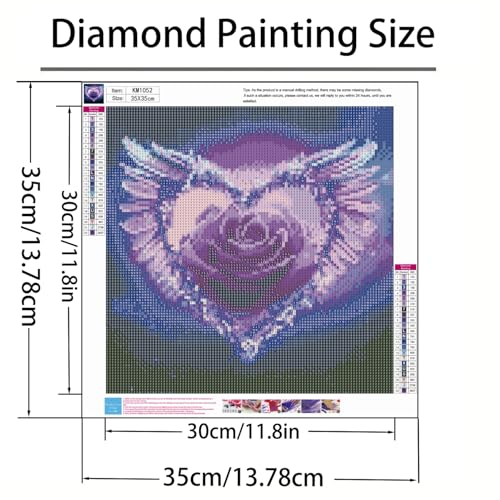 Diamond Art Kits for Adults,Heart FlowerDiamond Painting Kit 13.8X13.8inch | 5D DIY Full Round Drill Paint by Diamonds,Relaxing Diamond Dot Gem Art Painting Crafts,for Home Wall Beginners - color: KM1052-1