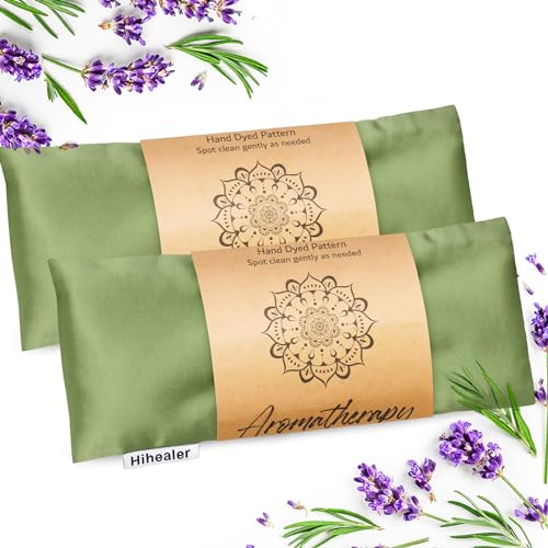 Hihealer Lavender Eye Pillow for Sleeping, Weighted Eye Mask for Spa, Yoga - color: Green 2 Pack