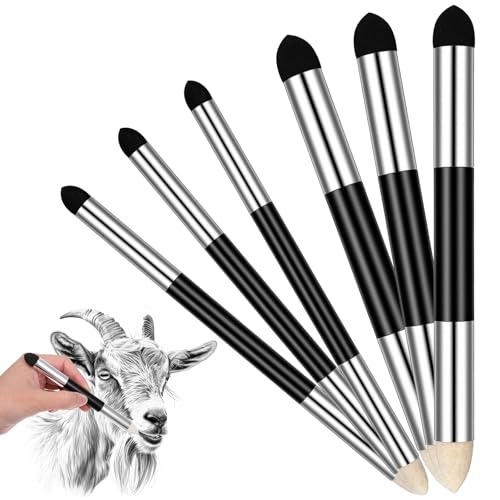 JJUNW 6Pcs Oil Pastel Blending Tools, Dual Tip Blending Sponge Pen Set | Artist Blending-Sponge Pen for Artist Professional Sketch Drawing Blending-Lightening & Highlight