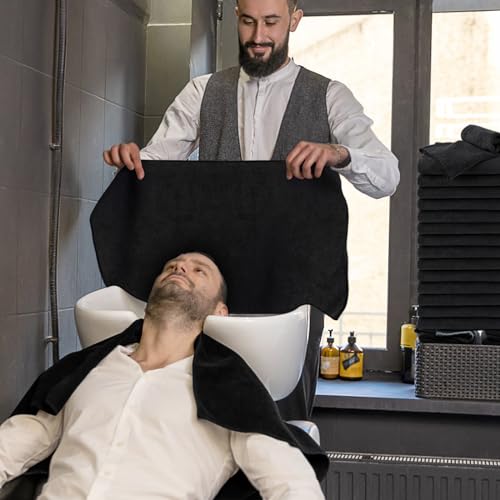 UNIMADE Salon Towels 24 Pack, Microfiber Barber Towels Bulk, (16x29 inches) Hair-Drying Cloth Super Soft Black Hand Cloth for Gym, Bath, Spa Use and Home Beauty Care(Not Bleach Proof) | (16x29 inches) Hair-Drying Cloth Super Soft Black Hand Cloth for Gym,