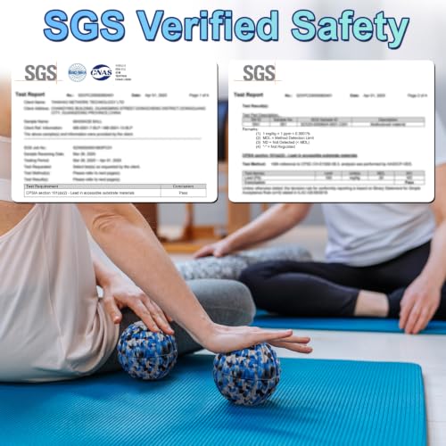 Deep Tissue Massage Ball for Exercise & Recovery - SGS Certification | Targets Back, Shoulder, Legs&Feet-Relieves Muscle Knots, Joint Pain&Tightness, Pressure Point Therapy-Myofascial Release Ball - color: Blue&gray, size: 1-Pack | 5.1-inch