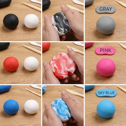 BOHS Foam Clay, 5 Primary Colors, Air Dry Modeling Clay, 1.1 lb | Color mixing; crack-free finish; crumb-free workspace; resealable bags; EVA and polystyrene foam, glass and metal details