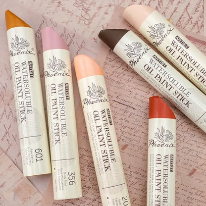PHOENIX Skin Tone Oil Paint Stick - Set of 6 Flesh Tint 37ml Large Soft Water Soluable Oil Pastels for Artists - color: 6 Skin Tones