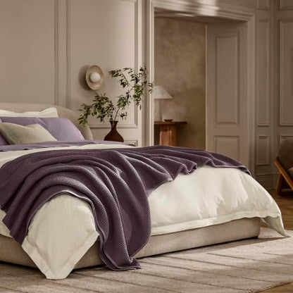 BOLL & BRANCH Waffle Bed Blanket, King/Cal King, Deep Plum - color: Deep Plum, size: King/California King