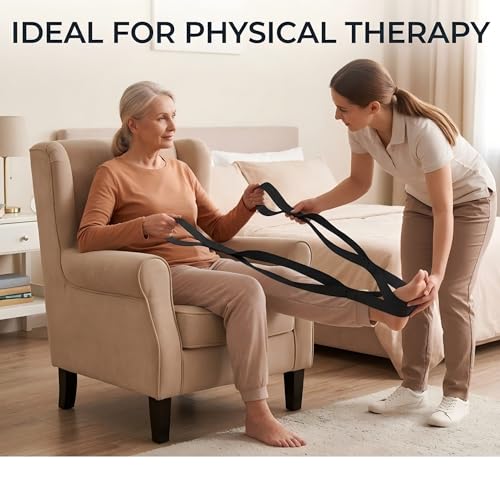 Stretching Strap with 12 Loops-Non-Elastic Physical Therapy with Carry Bag