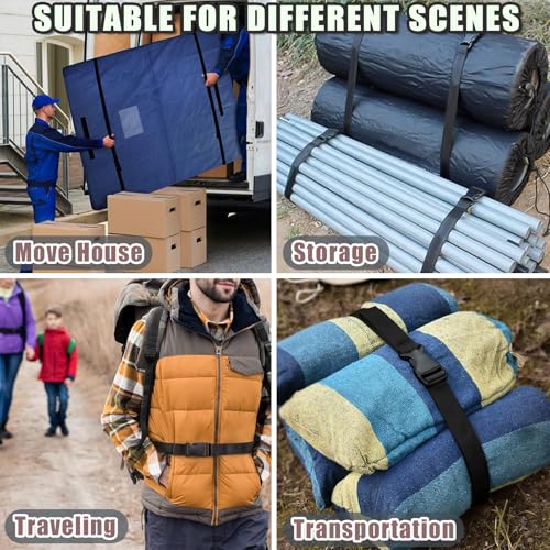 2 Pack Heavy Duty Adjustable Nylon Tie Down Straps with Quick-Release Buckles Yoga Mat Straps for Camping Gear Moving Luggage Mattress & Outdoor Equipment Multi-Purpose Securing Strap (Black-2Pcs) - color: Black-2Pcs