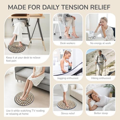 Wood Foot Acupressure Mat - Ergonomic Foot Massager Mat for Feet Relax, Wood Massage Tool -Foldable Pressure Point Pad