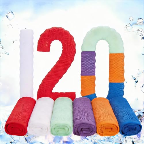 QBrand 120팩 쿨링 타월, 101.6 x 30.5cm(40 x 12인치) 얼음 통기성 쌀쌀한 땀 걸레 극세사 운동 걸레 체육관 타월 목 및 얼굴용 요가 골프 스포츠 러닝용 (MU-120) - color: Mu-120