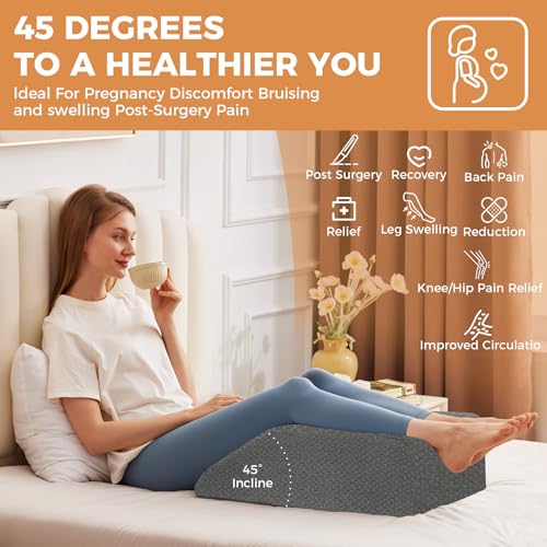 BIEEZZK Leg Pillow Elevation Blood Circulation, 23.6×16.8×8in, Dark Grey - color: Dark Grey