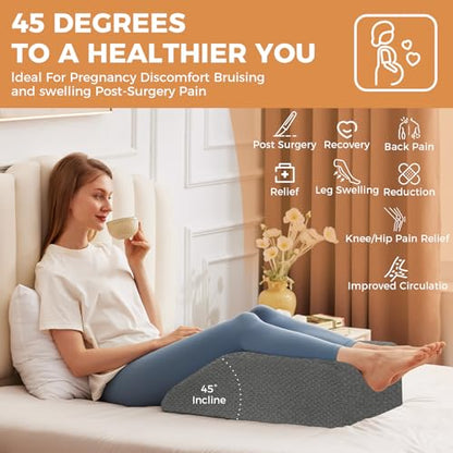BIEEZZK Leg Pillow Elevation Blood Circulation, 23.6×16.8×8in, Dark Grey - color: Dark Grey