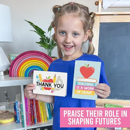 24 Teacher Thank You Cards with Envelopes Teacher Appreciation Cards Bulk - style: Pastel Pens