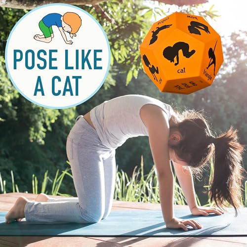 Yoga Dice for Kids, Large 12-Sided Soft Foam Exercise Dice - color: Orange