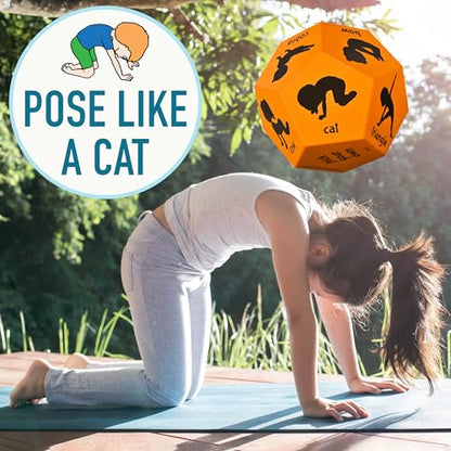 Yoga Dice for Kids, Large 12-Sided Soft Foam Exercise Dice - color: Orange