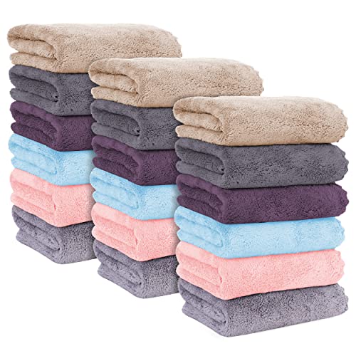 MOONQUEEN 18 Pack Premium Hand Towels - Quick Drying - Microfiber Coral Velvet Highly Absorbent Towels - Multipurpose Use as Hotel, Bathroom, Shower, Spa, Hand Towel 16 x 28 inches (Multicolor) - color: Multicolor, size: Hand Towels - 18 Pack