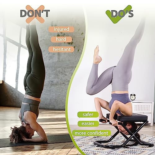BODY RHYTHM Foldable Yoga Headstand Bench, Yoga Inversion Chair, Headstand Trainer for Relieve Stress, Improve Sleep & Digestion and Strength Training, Ideal for Home Workout, Fitness and Gym
