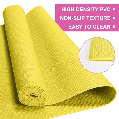 Funtery 3 mm Thin Yoga Mats Bulk, 68 x 24 Inches Lightweight PVC Exercise Mats Non Slip Workout Fitness Pads for Yoga Pilates Stretching Classes Gym Home Studio - color: Pastel