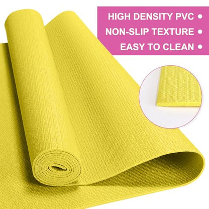 Funtery 3 mm Thin Yoga Mats Bulk, 68 x 24 Inches Lightweight PVC Exercise Mats Non Slip Workout Fitness Pads for Yoga Pilates Stretching Classes Gym Home Studio - color: Pastel Colors