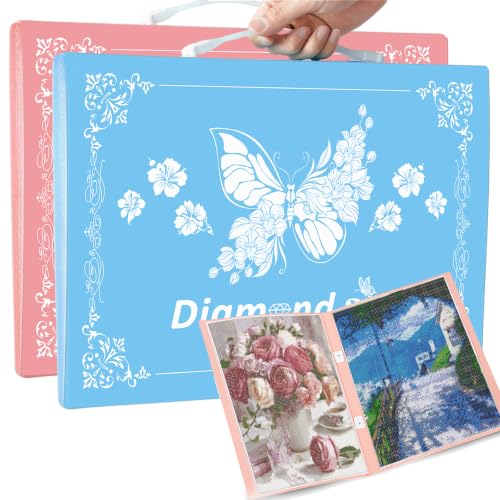 2 Pack A3 Storage Book for Diamond Painting | Handheld Diamond Art Portfolio Folder with 30 Pocket, Diamond Art Storage Book for 12”x16” Diamond Painting Photo Picture