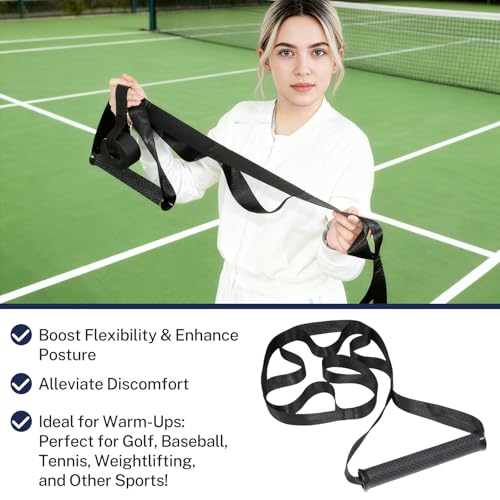 Elastic Yoga Strap with Multiple Loops for Leg & Back Stretching, Aids Rehab, Mobility & Post-Workout Recovery