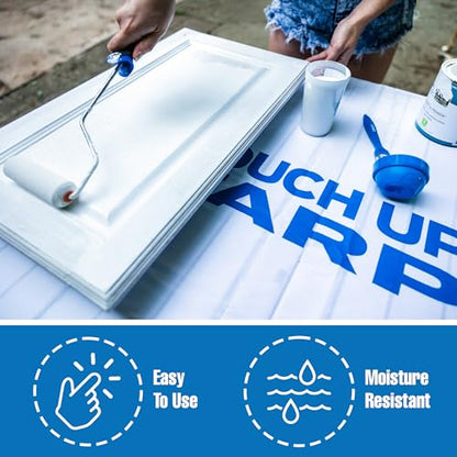 Touch Up Fabric Tarp Painters Drop Cloth for Painting, 10’ x 5’ | Heavy Duty, Lightweight, Reusable, Thick Coated Wall, Floor, Furniture Covering, As Seen On Shark Tank Products