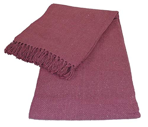 Kakaos Solid Color Cotton Yoga Blankets with Matching Tassels (Lavender) - color: Lavender
