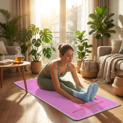 Upgraded Yoga Mat Towel with Bonus Grip Socks, Elegant Embroidered - color: Orchid Purple