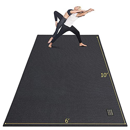 GXMMAT Large Yoga Mat 12'x6'/10'x6'/6'x8'(7mm) - color: Black Real, size: 6*10 FT