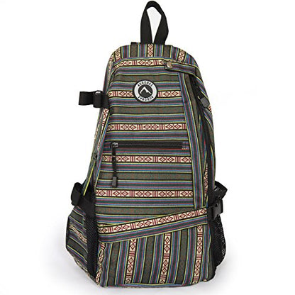 AURORAE Yoga Mat/Gym/Pickleball Cross-body Sling Back Pack. Mat sold separately - color: Green Stripe