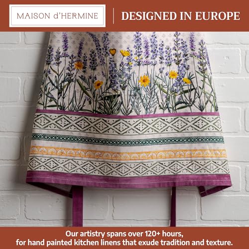 Maison d' Hermine Aprons for women with Pocket 100% Cotton (27.50"x31.50") | Adjustable Neck Strap & long ties Apron Men Chef Wedding Cooking Gardening Server Maid - color: 012 - Fanny Lavender
