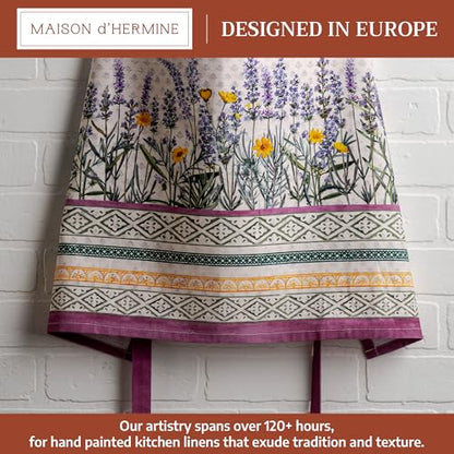 Maison d' Hermine Aprons for women with Pocket 100% Cotton (27.50"x31.50") | Adjustable Neck Strap & long ties Apron Men Chef Wedding Cooking Gardening Server Maid - color: 012 - Fanny Lavender