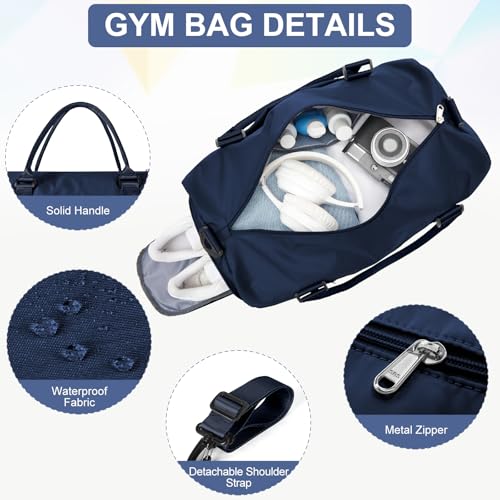 Gym Bag for Women Men with Shoes Compartment,Sports Duffle Bag Personal item travel Duffel Bags Tote Bag Small Carry on Weekender Overnight Bag Workout Dance Bag Hospital Holdalls Dark Blue - color: A10-Dark Blue