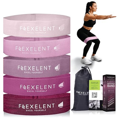 Flexelent Pink Squat Wedge Block & Fabric Resistance Bands Bundle - Heel Elevated Squat Wedge for Weight Lifting with Short Fabric Exercise Bands for Legs, Glutes, and Strength Training