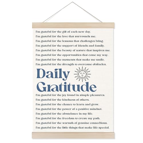 Welshower Vintage Daily Gratitude Positive Affirmations Poster Hanger Frame, Retro Motivational Wall Art Prints Decor for Home Bedroom Dorm Office Yoga Studio Framed, 12x16 Inch（blue） - color: positive words20