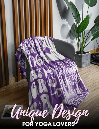 Huglanket Yoga Gifts for Women, Female, Fitness Lovers, Instructors, Soft Blanket Gift for Birthday, Christmas, Violet, 60 x 80 inches - size: 60 x 80 inches