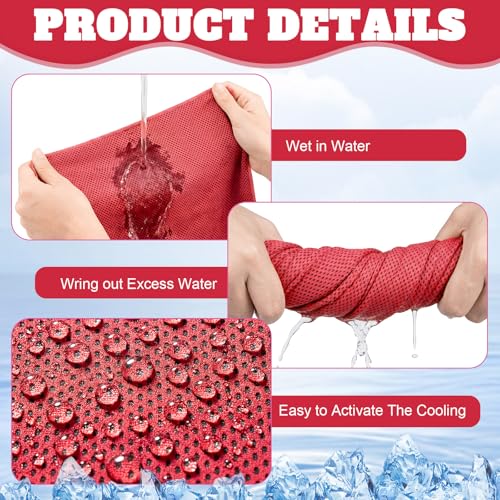 Honoson 30 Pack Cooling Towels for Neck and Face, 27 x 16 in, Scarlet Red - color: Scarlet Red