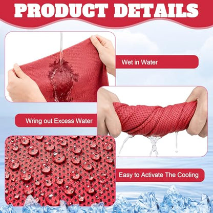 Honoson 30 Pack Cooling Towels for Neck and Face, 27 x 16 in, Scarlet Red - color: Scarlet Red