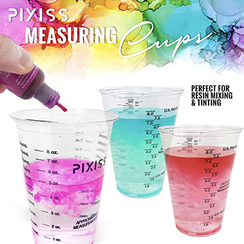 Disposable Epoxy Resin Mixing Cups with Measurements (20-Pack) Pixiss Mixing Cups for Epoxy Resin, Epoxy Mixing Containers, Epoxy Cups For Epoxy Measuring Cups - 20 Resin Mixing Sticks - size: 20 x 10-Ounce