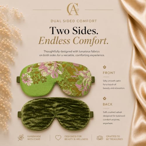 Handmade Opulence Yoga Eye Pillow - Weighted Flaxseed Fill, Lavender Aromatherapy, Satin & Velvet, Adjustable Strap - Ideal for Meditation & Restful Sleep - Spring Green - TEMFL-SG - color: Spring Green
