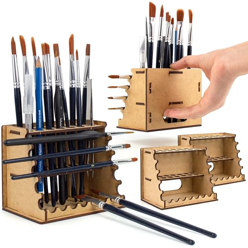 PROSCALE 2x Brush Holder & Tool Organizer for Hobby, Miniatures & Art, Tabletop Paint Station Accessory for Brushes, Hobby Tools and Small Accessories, Clean Desk + Fast Access - color: 2x Brush and Tool Organizer