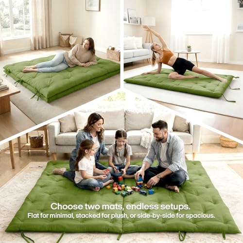 Syrinx Water Resistant Japanese Floor Mattress Futon, King Size 80"x76" - color: Green, size: King(80"L x 76"W x 2.5"Th)