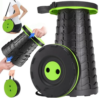 Fishboy Upgraded Collapsible Stool, 400lbs Max Weight, Lightweight But Sturdy, Portable Retractable Folding Telescoping Foldable Camping Stool for Adults Outdoor Fishing Hiking BBQ - color: Green