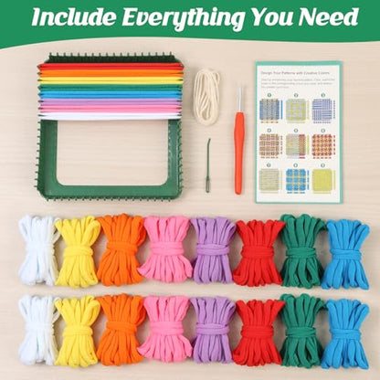 IQKidz Weaving Loom Kit for Girls Ages 8-12, DIY Arts and Crafts for Kids and Adults, Great Toy Gifts for Beginners 6-8 9 10 11 12, Potholder Knitting Loom with 224 Refill Loops - size: Integrated Loom