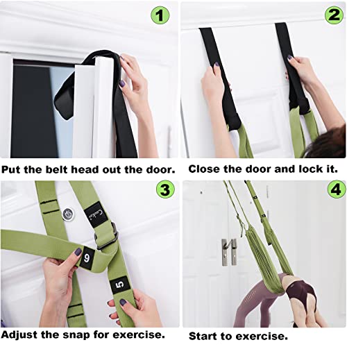 Tchrules Leg Stretcher Strap, Backbend Training Belt with Door Anchor, Flexibility Trainer Stretching Equipment Assist Stretch Strap for Fitness Gymnastics Dance Aerial Yoga Ballet - color: Green