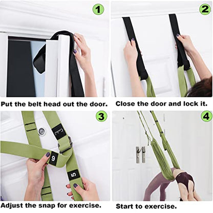 Tchrules Leg Stretcher Strap, Backbend Training Belt with Door Anchor, Flexibility Trainer Stretching Equipment Assist Stretch Strap for Fitness Gymnastics Dance Aerial Yoga Ballet - color: Green